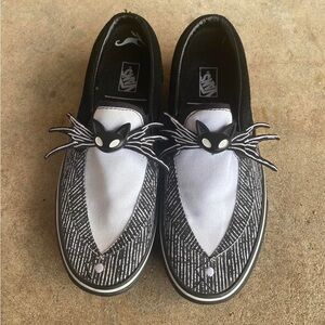 Vans Black and White Cat Slip-On Shoes